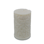 Thick Embossed Pillar Candle 13 cm &ndash; Leaf, Handcrafted from Rapeseed Wax